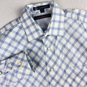 Tommy Hilfiger TLC Blue Button Down Gingham Long Sleeve Shirt Sz M 15 32-33